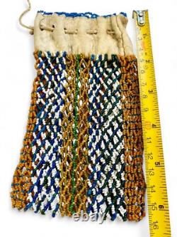 Pochette en perles de style filet amérindien du début du 20e siècle