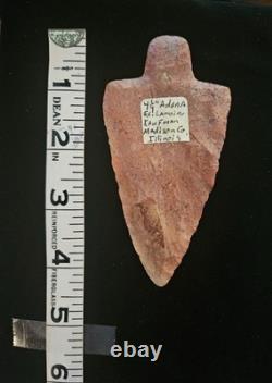 Point de flèche Adena de 4 1/4 pouces trouvé dans le comté de Madison, Illinois (A-3)