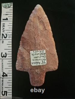 Point de flèche Adena de 4 1/4 pouces trouvé dans le comté de Madison, Illinois (A-3)
