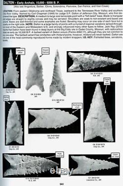 Pointe de flèche Dalton avec C. O. A, début de l'archaïque 10 000 9200 A.P. Illinois