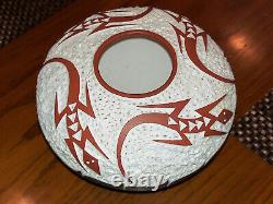 Poterie Amérindienne Acoma Signée Keith Chino Première Pièce Sculptée Lézards