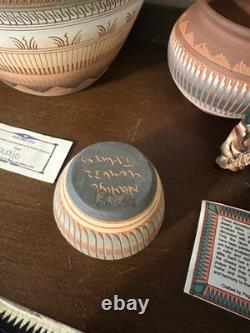 Pottery signée navajo. Panier tissé (non natif) et autres pièces non signées.