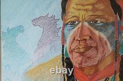 Premier Allen Bahe Art Navajo / Dine Native American Original Warrior Eagle 1989