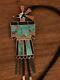 Premier Grand Argent Sterling Turquoise Coral Thunderbird Bolo Tie Amérindienne