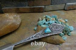 Premier Grand Navajo Turquoise Lettre Ouvrir Arrow Whirling Log Sterling Old Pawn