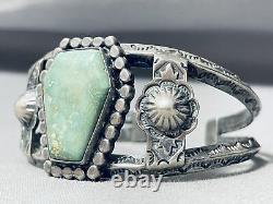 Premier Musée De Qualité Vintage Navajo Royston Bracelet En Argent Sterling Turquoise