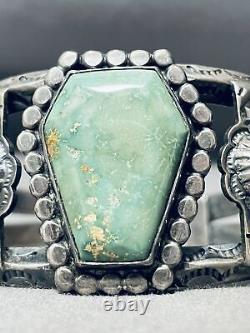 Premier Musée De Qualité Vintage Navajo Royston Bracelet En Argent Sterling Turquoise