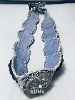 Premier Musée De Qualité Vintage Navajo Turquoise Sterling Argent Concho Ceinture