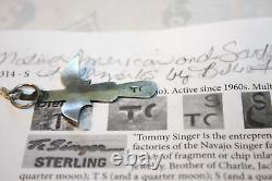 Premier Tommy Singer Sterling Argent Corail Peyote Bird Pendentif Collier Signé T