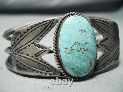 Premier Vintage Navajo #8 Turquoise Sterling Argent Flank Bracelet