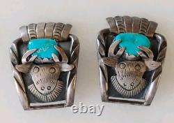 Premiers conseils en argent sterling Navajo natif avec turquoise pour montre en forme de cerf ou d'élan