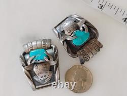 Premiers conseils en argent sterling Navajo natif avec turquoise pour montre en forme de cerf ou d'élan