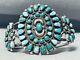 Qualité Du Musée Premier Vintage Navajo Turquoise Sterling Bracelet De Cluster En Argent