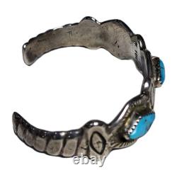 Rare Bracelet Vintage Zuni HORACE IULE en Argent Sterling avec Turquoise Bleue
