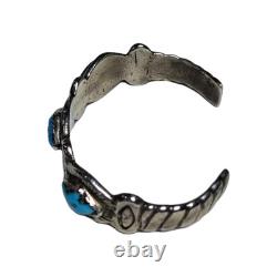Rare Bracelet Vintage Zuni HORACE IULE en Argent Sterling avec Turquoise Bleue