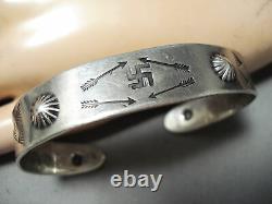 Rare Early Vintage Navajo Whirling Logs Sterling Silver Bracelet