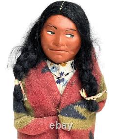 Rare Left Looking Antique Skokum Native Américaine Femme Au Début Des Années 1900 11 Tall