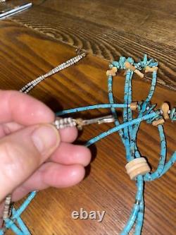 Rare Old Early Fine Heishi Santo Domingo Jacla Coral Turquoise Necklace