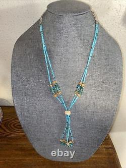 Rare Old Early Fine Heishi Santo Domingo Jacla Coral Turquoise Necklace