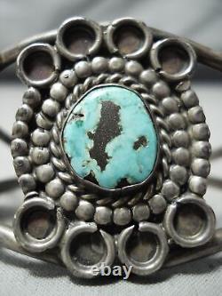 Rare Premier Dépôt Vintage Navajo Turquoise Bracelet En Argent Sterling