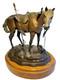 Rare Sculpture En Bronze De Bob Parks 2/35 Cheval De Guerre Am&eacute;rindien Sign&eacute;e 1974