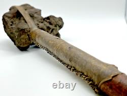 Rareté Ancienne Pipe de Paix Cérémonielle Navajo Indienne Sculptée à la Main en Roche de Lave