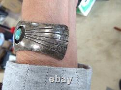 Rosco Scott Old Pawn Early Navajo Sterling Silver Turquoise Cuff Bracelet
