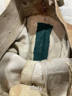 Salopettes en cuir vintage authentiques rares d'origine native des années 1900 avec évasement