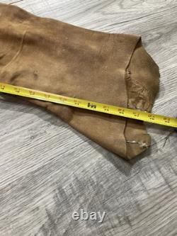 Salopettes en cuir vintage authentiques rares d'origine native des années 1900 avec évasement
