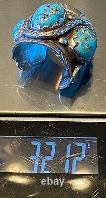 Super Rare Début Zuni Dan Simplicio Massive Sterling & Turquoise Snake Ring 32g