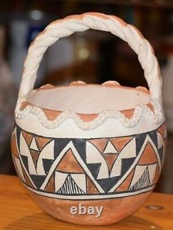 Superbe Basket De Pueblo Acoma À La Main Vintage! MID Au Début Des Années 1900 / Livraison Gratuite