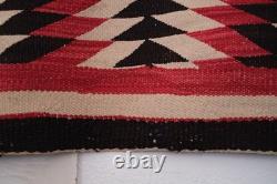 TAPIS NAVAJO ÉBLOUISSANT VINTAGE AMÉRICAIN AUTOCHTONE ÉPOQUE DÉBUT 1900 53 x 70 POUCES