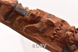 TOTEM POLE en bois sculpté de la côte nord-ouest, ancien, amérindien, millésime 15.