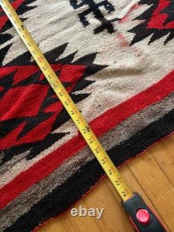 Tapis Navajo antique vintage, amérindien, grand, fait main, rouge, 76 x 54