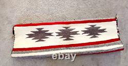 Tapis réversible en géométrique Thunderbird fait main Navajo ancien 48 x 34