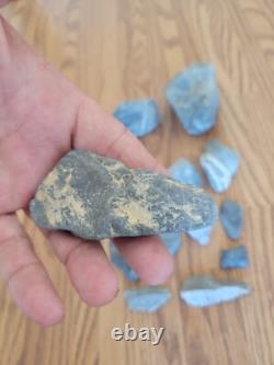 Tête de cerf bleue/grise, effigie en pierre amérindienne, art rupestre, artefacts, outils