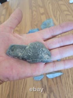 Tête de cerf bleue/grise, effigie en pierre amérindienne, art rupestre, artefacts, outils