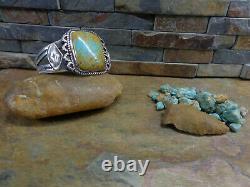 Tôt! Incroyable! Grand Navajo Royston Gem Turquoise Cuff Sterling Fred Harvey