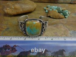Tôt! Incroyable! Grand Navajo Royston Gem Turquoise Cuff Sterling Fred Harvey