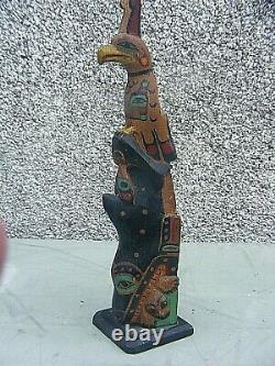 Totem Pole Antique Sculpté Titus Campbell Pièce Précoce