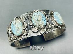 Très Tôt Vintage Navajo #8 Bracelet En Argent Sterling Turquoise