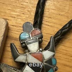 Très tôt Zuni Rainbow Man Slide Bolo Tie non signé Magnifique