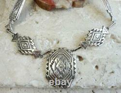 Trouy Laner Navajo Dine Sterling Silver Zia Sun Collier Estampé