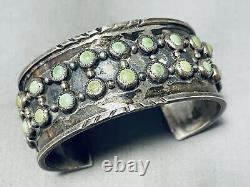 Un des meilleurs bracelets en argent sterling vintage très tôt en turquoise vert navajo