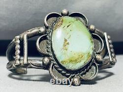 Un des plus beaux bracelets en argent sterling Navajo vintage avec turquoise Royston précoce
