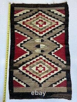 Vieux Tapis Navajo Tôt, 44.5x26blanket Native American Tissu Coloré, Tissage