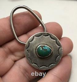 Vintage. 925 Argent Sterling Navajo Turquoise Early Native American Key Ring