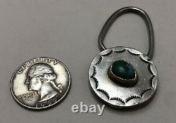 Vintage. 925 Argent Sterling Navajo Turquoise Early Native American Key Ring