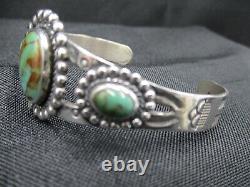 Vintage Argent Sterling Turquoise Bell Trading Post Cuff Bracelet 19.97 Grams