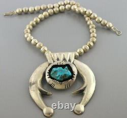 Vintage Belle Ancienne Navajo Sterling Silver Nugget Turquoise Collier
